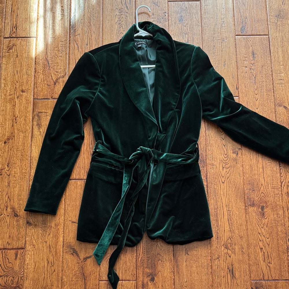 INC International Concepts Dark Green Velvet Blazer